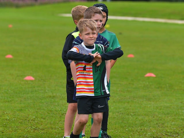 Children taking part in the recent City of Derry Youth Rugby Summer Camp. Photo: George Sweeney. DER2331GS – 59