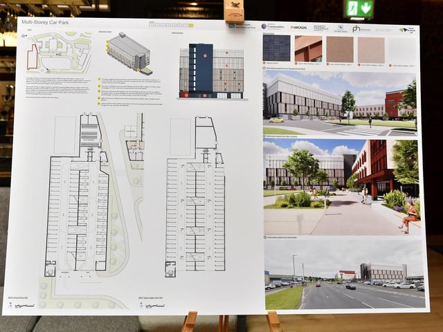 Project designs for the WHSCT’s development proposal for a Cityside Health and Care Centre, at the former Fort George site, displayed at an public Consultation Event held in Da Vinci’s Hotel. Photo: George Sweeney