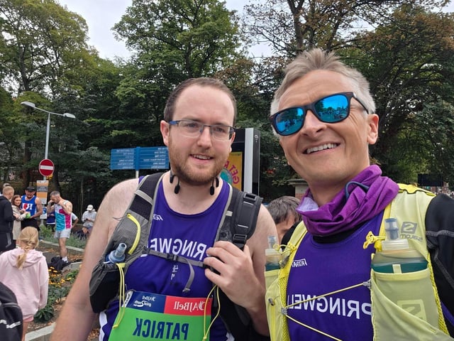 Paddy Magee and David Hughes were among the 60,000 participants at the Great North Run on Sunday morning