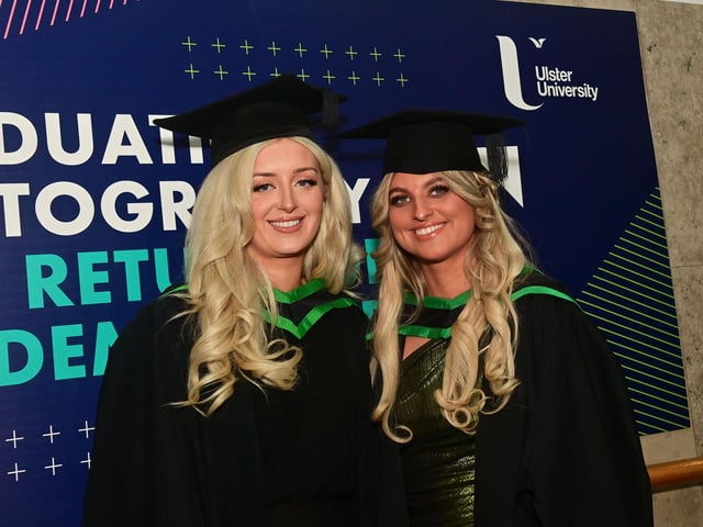 Pacemaker Press 13/12/22Ciara Haggan from Armagh and Anna McDermott from Omagh  ,Who graduated in Nursing at the Ulster University graduation in the Millennium Forum in Derry on Tuesday.Pic  Pacemaker:.