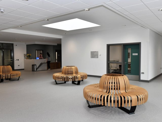 Reception area at the newly opened Ardnashee School and College Northland Academy, on Northland Road, on Monday morning. Photo: George Sweeney
