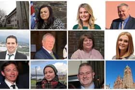 Candidates standing in the Waterside ward in alphabetic order: Top row l-r Chelsea Cooke (DUP), Caitlin Deeney (Sinn Féin), Darren Guy (UUP), middle row l-r Christopher Jackson (Sinn Féin), Philip McKinney (Alliance), Niree McMorris (DUP), Janice Montgomery (UUP), bottom row l-r Sean Mooney (SDLP), Davina Pulis (People Before Profit) and Martin Reilly (SDLP).