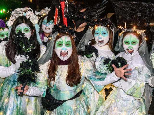 On the Ninth Wave, the parade in Derry which brought the annual Derry City and Strabane District Council Halloween Awakening of the Walled City to a dramatic conclusion followed by a fireworks display over the River Foyle. Picture Martin McKeown. 31.10.22