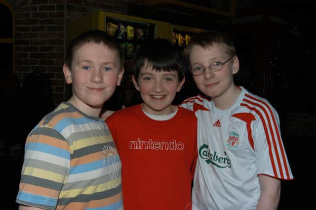 2007: Eamon Doohan, Cathal Coyle and Dominic Sweeney pictured at the St Eugene's Scouts Christmas party at the Bowling Alley. 1712Ap2