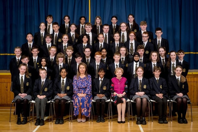 Students who achieved Academic Achievement Awards with: Mrs Siobhan McCauley (Principal) and Dr Marie Ferris (V.P).