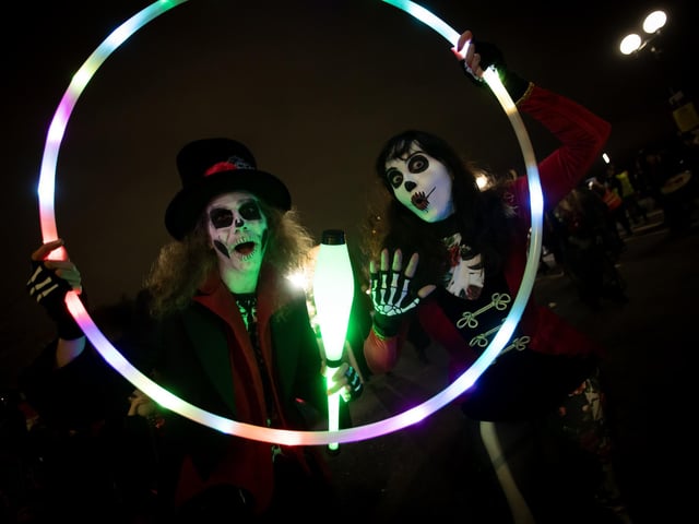SCARY FACES!. . . . .Taking time out from Tuesday's parade to pose for a picture.
