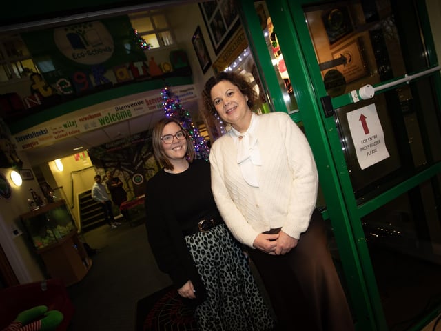 WELCOME TO OAKGROVE INTEGRATED PRIMARY!. . . .Mrs. Ashley Donaghey, Principal, Oakgrove Integrated Primary and Nursery School pictuerd on Open Day on Thursday with Mrs. Jennifer Farrant, Vice Principal. : .
