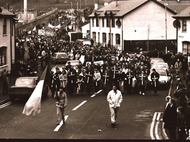 Scenes from the Bloody Sunday commemorative events in Derry in January 1996.