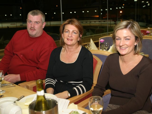 Enjoying a night out at the Lifford Greyhound Stadium in October 2004.