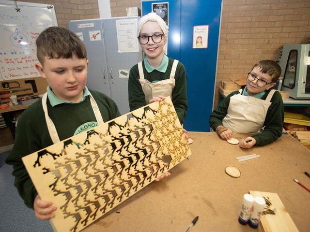 Oakgrove PS pupils pictured during Monday's 'Active Learning Day'.
