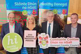 Pictured L-R: Patsy Lafferty, Director of Housing, Corporate & Cultural Services, Donegal County Council; Margaret Fitzgerald, Healthy Ireland Coordinator, Donegal County Council; John G McLaughlin, Chief Executive, Donegal County Council; Liam Ward, Director of Community Development and Planning Services, Donegal County Council.