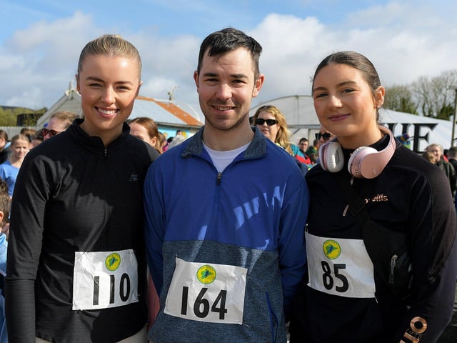 Nicola McGonagle, Stephen Kearney and Caoimhe Kearney took part in the Tomás memorial 5k fun walk / run held in Moville on Sunday morning. Photo: George Sweeney