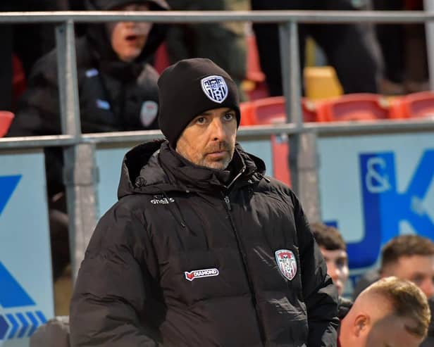Derry City manager Tiernan Lynch is back in the dugout for tonight's clash against St Patrick's Athletic. Photograph: George Sweeney
