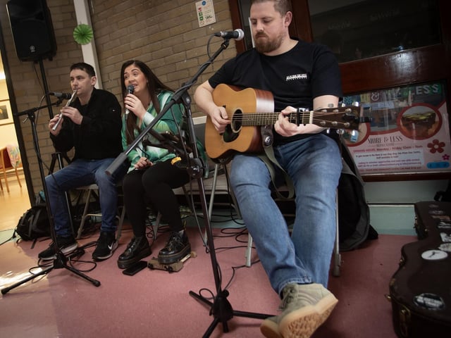 The Healy Trio performing at the Feile's Springtime Shenanigans at Pilot's Row Centre on Saturday last. : .