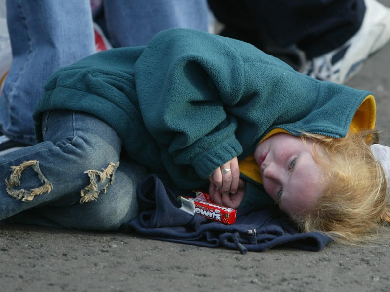 This little lady takes a rest during the open air concert at the Hiring Fair festival in Strabane.
