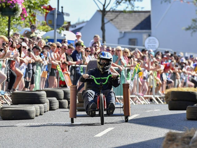 There were spills and thrills during the Carndonagh Festival Soapbox Derby held on the town centre on Saturday afternoon. Photo: George Sweeney