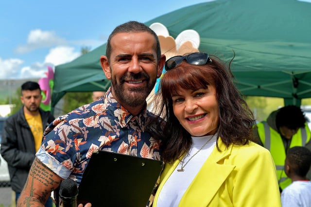 Comperes Micky Doherty and Margaret Cunningham pictured at the NW Migrants Forum’s ‘Celebrate Family – Connect Communities’ fun day at Coshquin on Sunday afternoon last. Photo: George Sweeney.  DER2320GS – 14