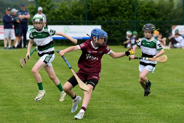 Na Magha take on Ballinascreen in the annual Sean Mellon Hurling Festival hosted by Na Magha on Saturday. Photo: George Sweeney.