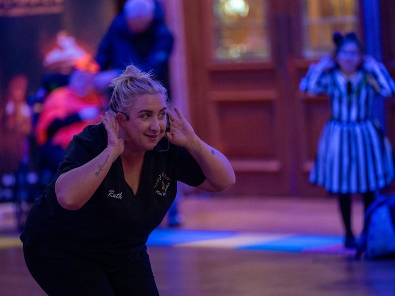 Mini Melo-Beats led by Ruth McPhillips takes over the Guildhall during a session offering music, movement, and multi-sensory sessions for babies, toddlers, and children with special educational needs (SEN). Each day this week a series of different facilitators will bring a varied programme of one hour sessions under the spectacular Gaia installation as Derry City and Strabane District Council celebrate the 40th anniversary of the annual Halloween festival. Picture Martin McKeown. 26.10.26