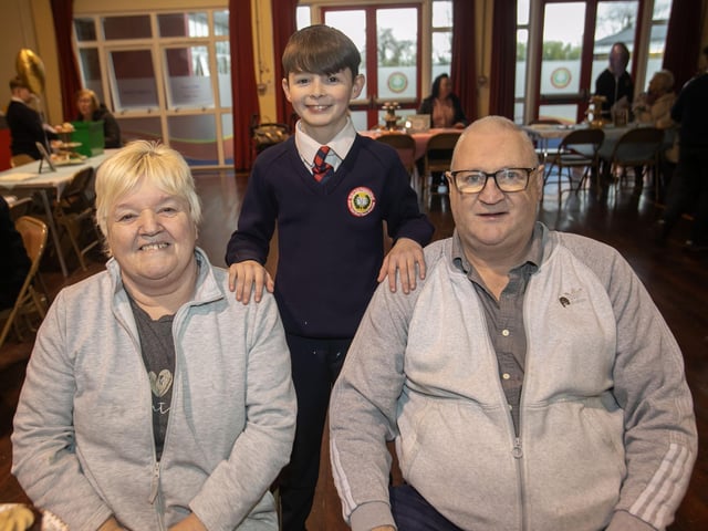 Proud grandparents Nuala and Mickey McGlinchey pictured with their granddaughter on Wednesday. : .