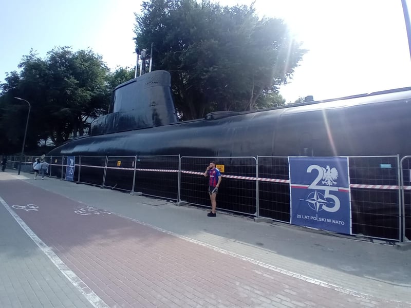 A decommissioned submarine on the Gdynia shorefront.