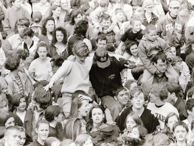 Young people enjoying the BBC Radio 1 roadshow in 1993.