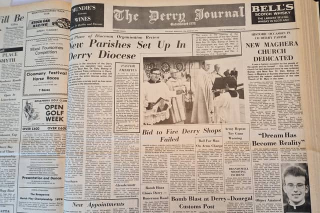 The front page of the Derry Journal August 1974.