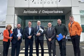 Sinn Féin representatives meeting with officials at the City of Derry Airport recently.