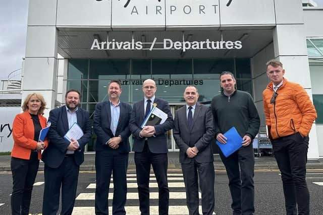Sinn Féin representatives meeting with officials at the City of Derry Airport recently.