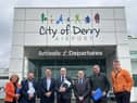 Sinn Féin representatives meeting with officials at the City of Derry Airport recently.