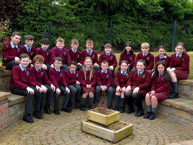 Mr McCourt’s P7 leavers class at St John’s Primary School. Photo: George Sweeney. DER2321GS – 103