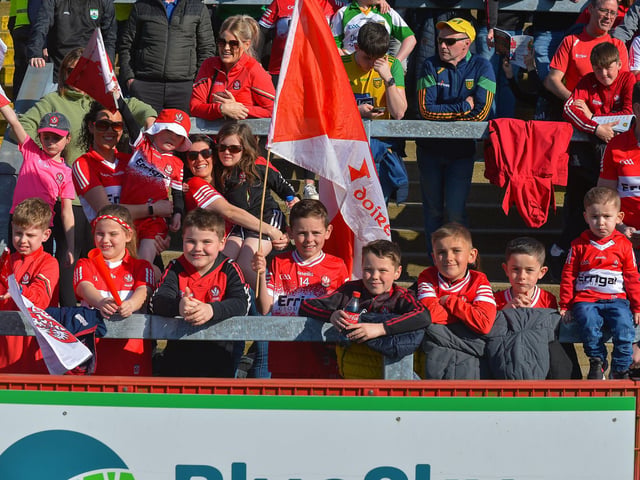 Derry fans at the game against Donegal. Photo: George Sweeney