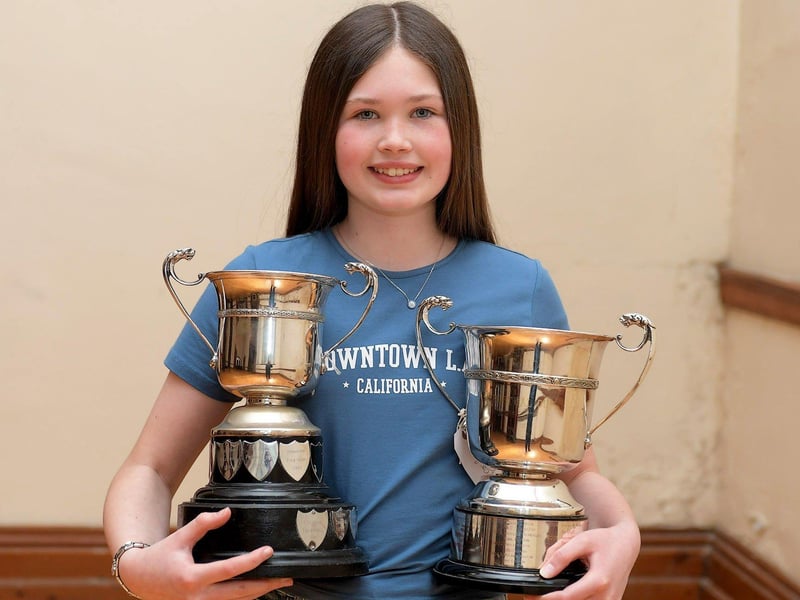 Sophie McIntyre won both the Pat Rice Cup, outstanding musician, and the Tin Whistle Derry Feis Cup, 9 – 12 years, at the Feis Dhoire Cholmcille on Wednesday at St Columb’s Hall. Photo: George Sweeney.