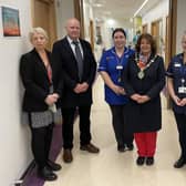 Annmarie O Dwyer, Assistant Director Unscheduled Care; James Logue; Nicola Campbell, Ward Manager Ward 22; Mayor Patricia Logue; Eileen Shaw, Lead Nurse Specialist Medicine and Tom Frawley, Chairman.