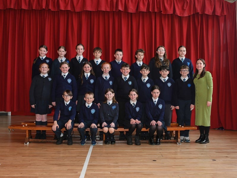 Mrs Meenan with her P7 class at Rosemount Primary School.