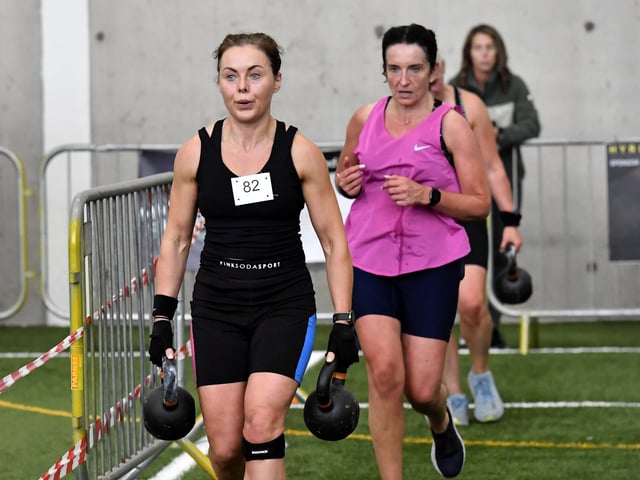 Competitors in the Maiden City Hyrox IV held at Sean Dolans GAC. Photograph: George Sweeney