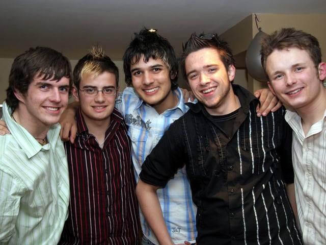 Rajiv pictured with his mates on the occasion of his 18th birthday at Zio's restaurant 0516JML : Parties and celebrations across Derry in May 2006.