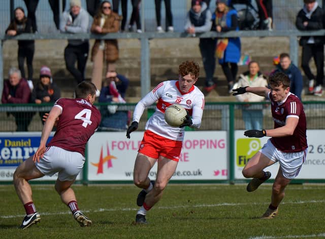 IMPRESSIVE . . .Derry’s Lachlan Murray. (Photo: George Sweeney.)