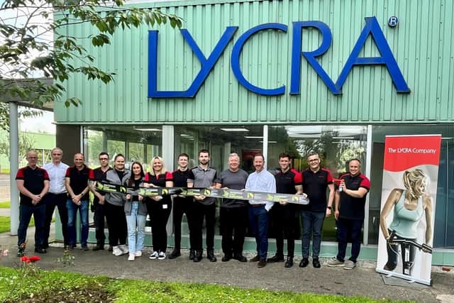 The LYCRA Company staff from their Maydown plant preparing to take part in the 2024 Waterside Half Marathon.