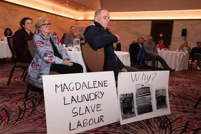 Robert O'Connor pictured at the Stormont Hotel in 2021 at the launch of the independent research report on historical Mother and Baby Homes and Magdalene Laundries between 1922 and 1990.