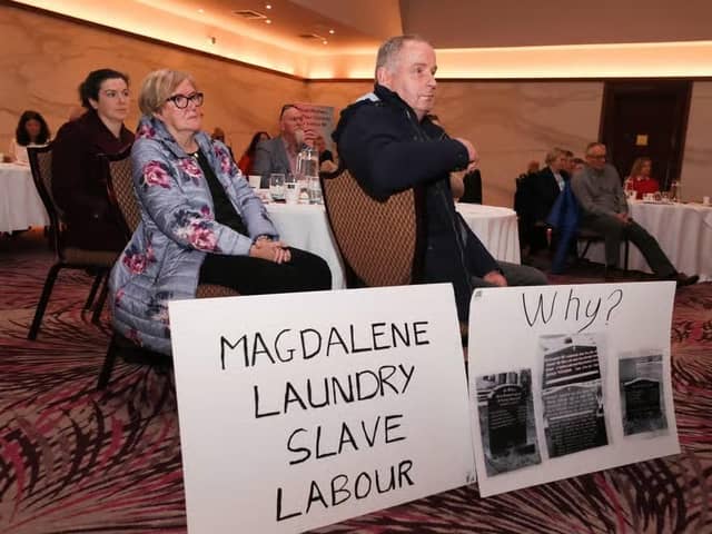 Robert O'Connor pictured at the Stormont Hotel in 2021 at the launch of the independent research report on historical Mother and Baby Homes and Magdalene Laundries between 1922 and 1990.