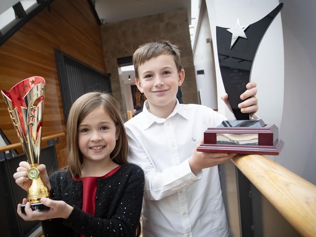 Another brother and sister celebrating success at Saturday's Charity Feis.