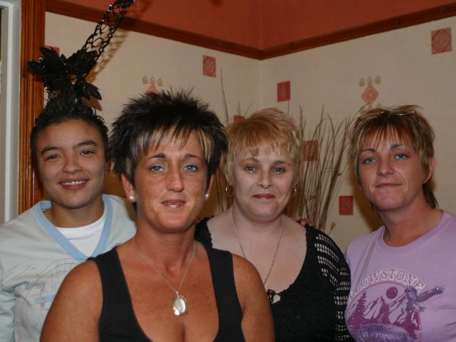 Liz celebrating her birthday with friends and family.