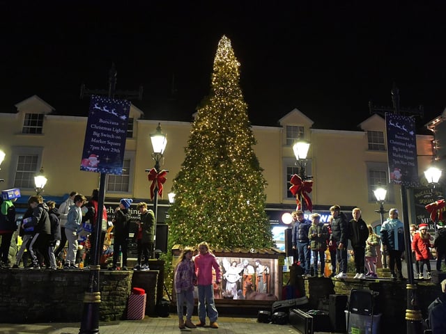 Santa arrived in Buncrana on Friday evening to meet the children and toswitch on the Christmas tree lights switch in Market Square. Photo: George Sweeney