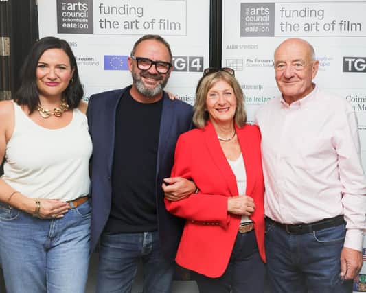 Fiona O’Sullivan, Mark O’Sullivan, Mona and Eoin O’Sullivan at the PÁLÁS Cinema during the 35th Galway Film Fleadh, at the European Premier of Will Gilbey’s Jericho Ridge, a survivalist, action packed thriller. Photo: Mike Shaughnessy / galwaypix.ie 