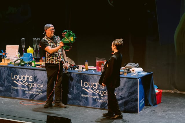 Mad Professor Fun Scientist entertaining at the Millennium Forum