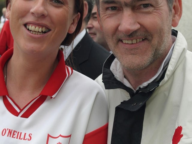 Celebrating Tyrone winning the All-Ireland Senior Football Championship against Armagh in September 2003