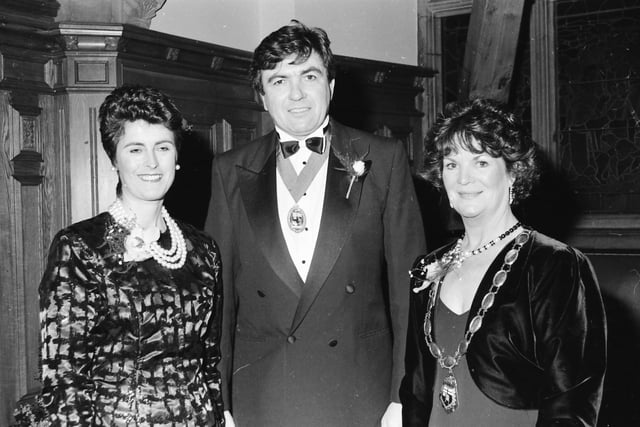 The Mayor, Annie Courtney, with guests at a charity ball in the Guildhall.