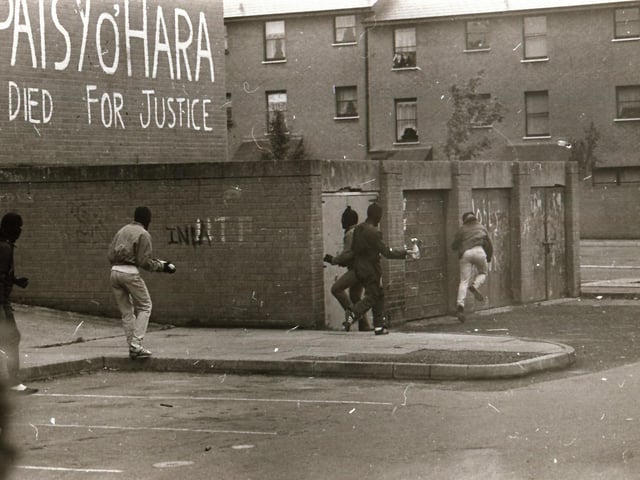 Scenes from the Bogside during rioting on August 12.