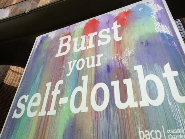 BACP 'Burst your self-doubt' art installation